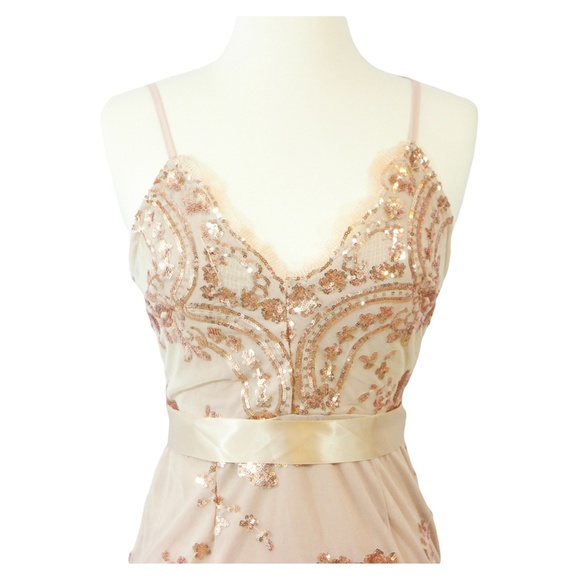 ❗️🔥LAST ONE Rose Gold Nude Backless Sequin Dress - Picture 7 of 8